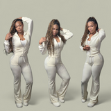 "Throw It On" Cream Two pc Velour Track Set