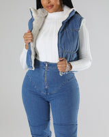 Cozy Denim Puffer Vest