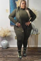 Plus Babes Olive Green Turtle Neck 3pc Set