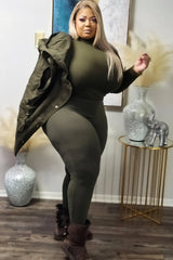 Plus Babes Olive Green Turtle Neck 3pc Set