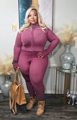 Burgundy "Ski Weekend" Ribbed 2pc Set