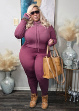 Burgundy "Ski Weekend" Ribbed 2pc Set