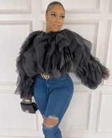 Black Butterfly Tulle Top
