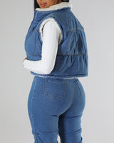 Cozy Denim Puffer Vest