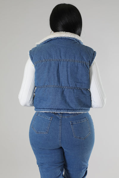Cozy Denim Puffer Vest