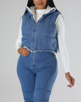 Cozy Denim Puffer Vest