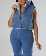 Cozy Denim Puffer Vest