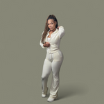 "Throw It On" Cream Two pc Velour Track Set