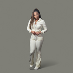 "Throw It On" Cream Two pc Velour Track Set