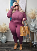 Burgundy "Ski Weekend" Ribbed 2pc Set