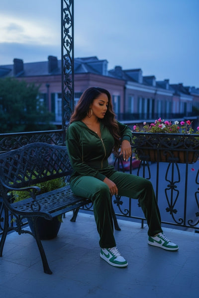 "Green" 2 pc Velour Jogger Set