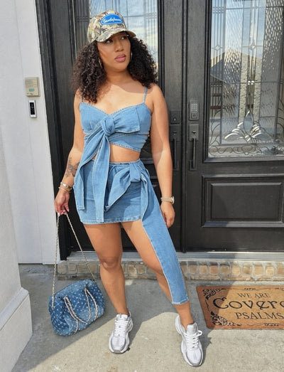 Bow Down Denim Set