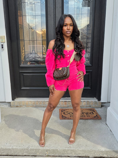 Pink Power Denim Romper