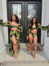 "Tropical Leaf Lux" 3pc Swimsuit Set