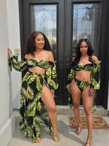 "Tropical Leaf Lux" 3pc Swimsuit Set