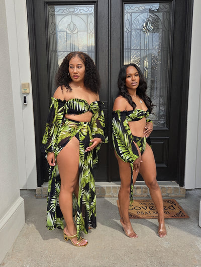 "Tropical Leaf Lux" 3pc Swimsuit Set