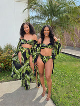 "Tropical Leaf Lux" 3pc Swimsuit Set