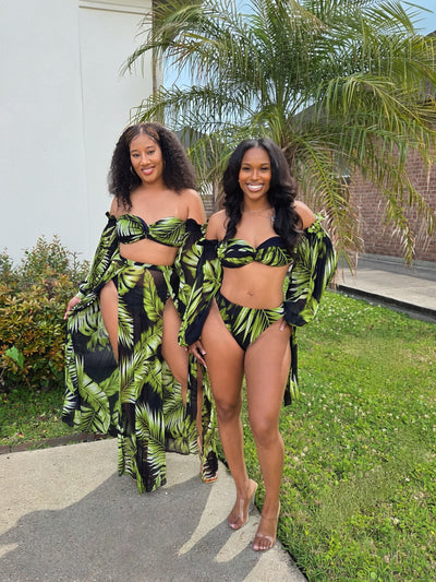 "Tropical Leaf Lux" 3pc Swimsuit Set