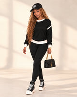 Black & Cream Contrast Lounge Set