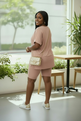 "Soft Glow" Tan Rose 2pc Short Set