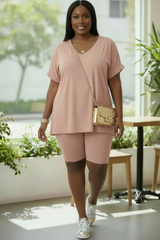 "Soft Glow" Tan Rose 2pc Short Set